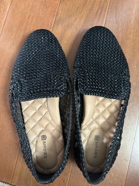 Birdies Black Woven Slip-On Loafers- super comfortable